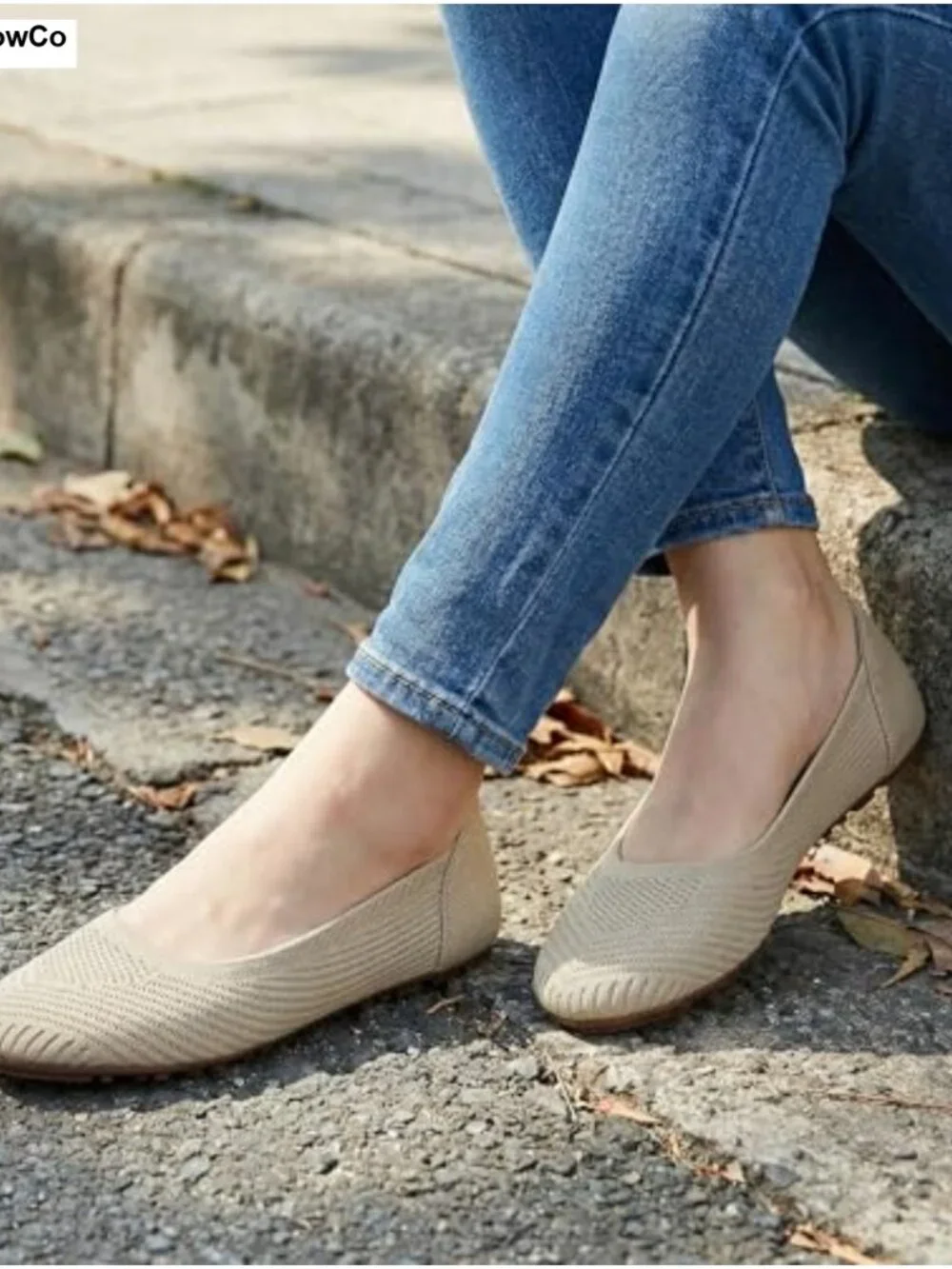 Women's Knit Ballet Flats - Memory Foam, Slip Resistant, Breathable for Walking